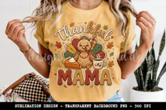 Thankful Mama PNG, Cute Turkey Thanksgiving Sublimation Product Image 6