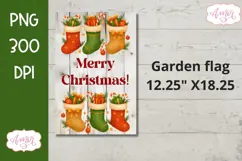 Merry Christmas garden flag PNG, Christmas stockings PNG Product Image 2