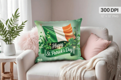 Happy St Patrick’s Day Irish Flag Pillow PNG Sublimation Des Product Image 1