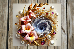 3D Flowers &amp; pearls | Skinny tumbler sublimation designs P2 Product Image 2