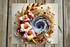 3D Flowers & pearls | Skinny tumbler sublimation designs P2 Product Image 2