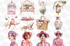 Pink Chinoiserie Summer Clipart - Set Of 38 Png Bundle Product Image 2