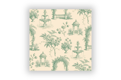 Sage Green Toile Digital Paper Pack, Seamless Floral Pattern Product Image 5