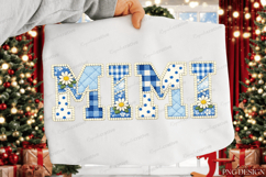 Mama Blue Patchwork Floral PNG Bundle,mama png Design Product Image 6