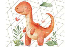 Watercolor Dinosaur and Rainbow PNG Clipart, Baby Nursery Product Image 2