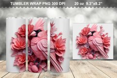 Pink 3D Cardinal Bird Flowers Tumbler Design Product Image 1