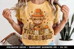 Thankful and Blessed PNG, Cow Thanksgiving Sublimation Product Image 5