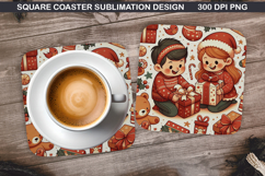 Christmas Coaster Sublimation, Christmas Coaster PNG Design Product Image 1