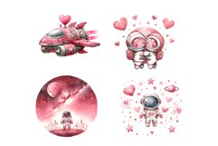 Valentine’s Day Astronauts Watercolor Clipart Product Image 6