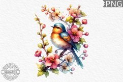 Bird Flowers Sublimation - Clipart PNG Design Product Image 1