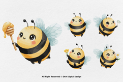 15 Bundle Watercolor Cute Bee Baby Honey Hive Sting Buzz Product Image 6