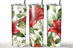 20oz Skinny Tumbler Wrap Flowers Sublimation, Floral Design Product Image 1