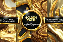 Golden Swirl Digital Papers - 04 variations Product Image 1