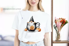 Watercolor Halloween gnome in tea mug, Gnome PNG Product Image 5