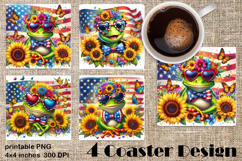 4 of July Patriotic girl, American Flag square coasters Product Image 1
