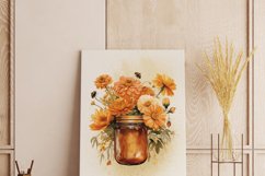 Autumn Flowers PNG, Watercolor Flowers Bouquets Product Image 4