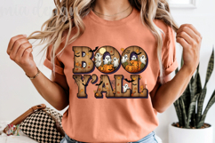 Boo Yall PNG, Rustic Wood Ghost Halloween Sublimation Design Product Image 5