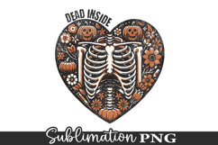 Dead Inside, Halloween Skeleton Sublimation PNG Design Product Image 1