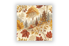 Maple Leaf Toile Digital Paper, Seamless Watercolor Pattern Product Image 6