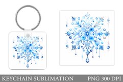 Snowflakes Keychain Design. Watercolor Snowflakes Keychain Product Image 1