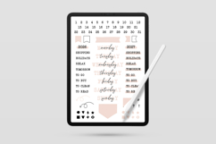 Digital calendar stickers for 2026 and 2027 with transparent PNG background and universal JPG format for printing