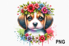 Dog Flowers Sublimation - Dog Flowers Clipart PNG Design Product Image 1