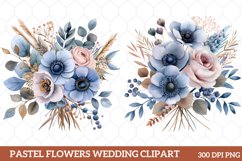 Pastel Flowers Watercolor Clipart, Watercolor Flowers Product Image 1