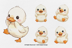 15 Bundle Watercolor Baby Duck Cute Animal Farm Yellow Duck Product Image 6