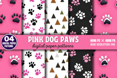 Pink Dog Paws Digital Papers PNG Product Image 1