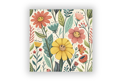 Funny Wildflowers Cartoon Pattern, Cute Comic Wildflower Product Image 6