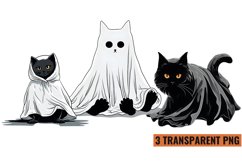 Watercolor Ghost Cat Sublimation , PNG Product Image 1