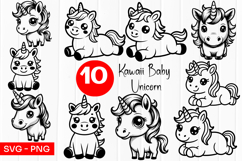 Cute Kawaii Baby Unicorn SVG PNG Product Image 1