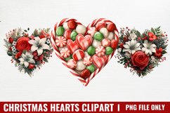 Christmas Hearts Watercolor Clipart Product Image 1
