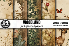 Woodland Junk Journal Digital Paper PNG Product Image 1