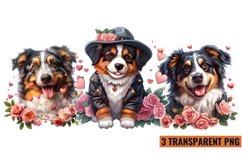 Watercolor Dog With Flowers Clipart Sublimation , PNG Product Image 1
