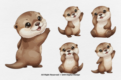 15 Bundle Watercolor Otter Cute Animal Pet Kids Sticker Product Image 6