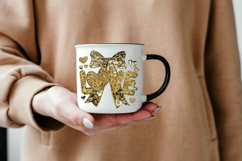 LOVE Valentine Glitter Bow Sublimation PNG Product Image 5