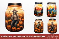 Beautiful Autumn Glass Jar Sublimation Product Image 1