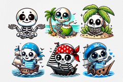 Cool summer Skeleton clipart BUNDLE. PNG. Product Image 6