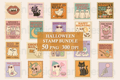 Cute Halloween Stamp Clipart Bundle, Pastel Retro Halloween Product Image 1