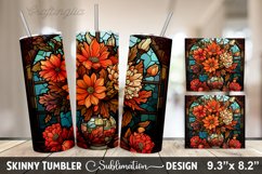 Stained Glass Halloween Flowers Tumbler| 20oz Skinny Tumbler Product Image 1