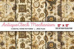 Antique Clock Mechanism Paper JPG Product Image 1