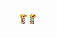 Cowboy boots with sunflowers, Watercolor Cowboy Boots, Boots Product Image 4