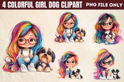 Colorful Girl Dog Clipart PNG Product Image 1