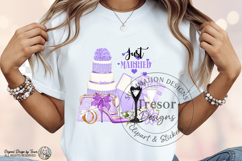 Purple Just Married Wedding PNG Bride Clipart Design Product Image 2