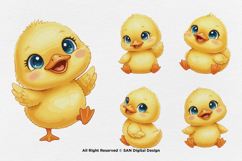 15 Bundle Watercolor Cute Yellow Duck Cute Animal Farm Product Image 6