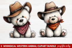 2 Whimsical Western Animal Clipart | Cute Cowboy Animals PNG Product Image 1
