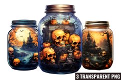 Halloween In Jar Watercolor Clipart, Halloween View Product Image 1