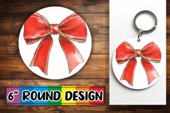 Watercolor Bow Round PNG Design for Sublimation Product Image 1