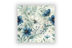 Blues &amp; Greens Watercolor Floral Patterns, Shabby Chic Product Image 6